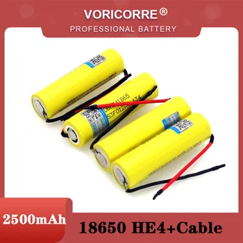 Pôvodné HE4 2500mAh Li-lon Batéria 18650 3,7 V Napájanie Nabíjateľné batérie 20A vypúšťanie +DIY Silica gel Kábel Obrázok