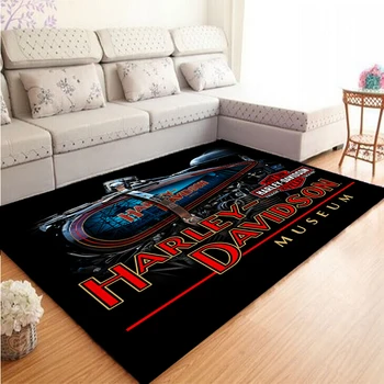 Retro motocykel H-Harley logo vytlačené koberec,obývacia izba a spálňa dekoratívne koberec,kuchyňa a kúpeľňa protišmykové rohože Obrázok