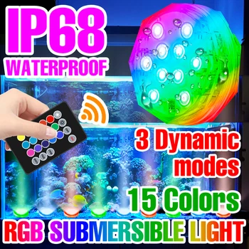 RGB Ponorné Svetlo LED Nočné Svetlo Vodotesný IP68 Bazén Osvetlenie pod vodou Vonkajšie Strany Romantická Výzdoba Lampy Obrázok