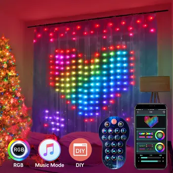 RGB Smart String Svetlo 400 LED Záves LED Svetlo Bluetooth APP Riadenie DIY Programovateľné Vonkajšie Víla Garland Svadobné Izba Dekor Obrázok