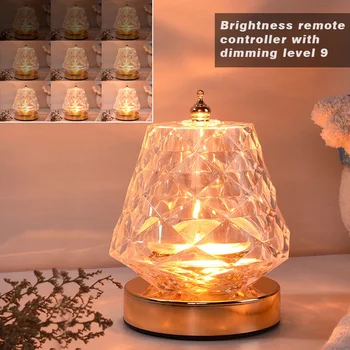 Rotujúce LED Crystal stolná Lampa USB Nočné Svetlo Vody Zvlnenie Dynamické Projekčnej Lampy Romantický Diamond Svetlo Izba Dekor Obrázok