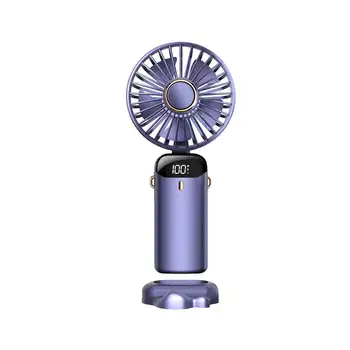 Ručné Ventilátor Ploche 5 Rýchlosti Nastaviteľné USB Nabíjateľné Prenosné Letné Chladenie Batérie Prevádzkované Chladnejšie Držiaka Telefónu Obrázok