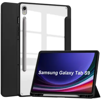 Tablet Kryt pre Samsung Galaxy Tab S9 Plus S9 Ultra Shockproof Silikónové Jasné Prípade Smart Stand Ochranné Kožené Wake Cove. Obrázok