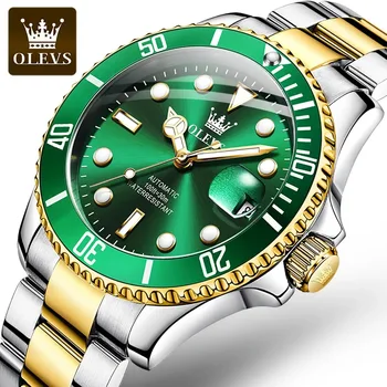 TAXAU Automatické Zelená Voda Ghost Mechanické Hodinky pánske Náramkové hodinky Chronograf Hliva Oceľ Remienok 30 M Vodotesný Montre Homme Obrázok