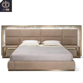 ultra premium spálne nábytok set medium auta manželskou posteľou king size luxusné kožené premium miest s led svetlá Obrázok