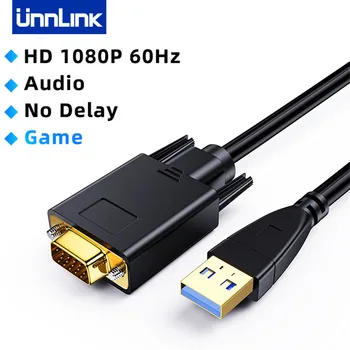 UNNLINK USB Kábel VGA 1080P USB 3.0 60Hz Na VGA HDMI Prevodník Adaptér Kábel Pre TV Notebook UHD Externé Video Projektor 1,8 m Obrázok