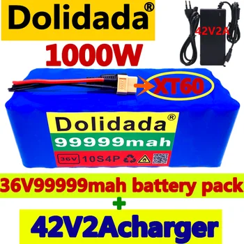 XT60 rozhranie 36V batérie 10S4P 99999Ah batériu 1000W vysoký výkon batérie 42V99999mAh Klince elektrické kolo BMS + 42v nabíjačky Obrázok