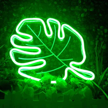 Zelenej Listovej Neon LED Nočné Svetlo Sign LED Steny Výzdoba na Svadby, Narodeniny, Party, Stanovanie detská Izba Neon Dekor Napájaný USB Obrázok