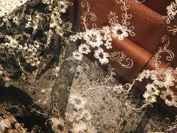 Zlaté výšivky laciness dámske módne oblečenie diy príslušenstvo ručné čipky textílie čistý priadza 125 cm Obrázok